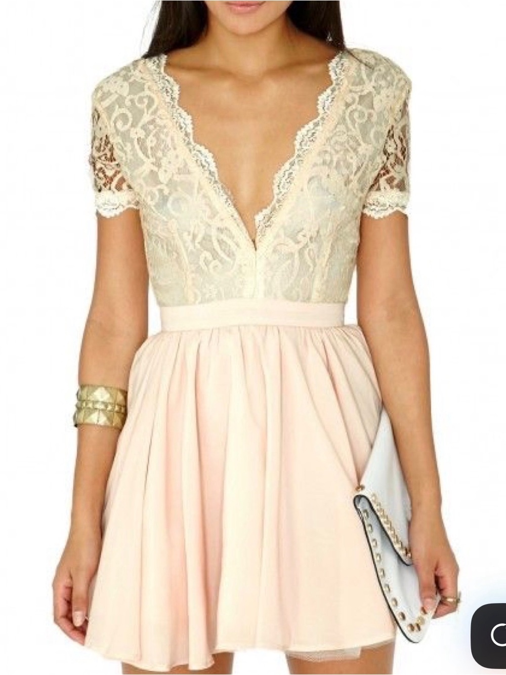NWT Missguided Pink Lace N Veck Mini Dress